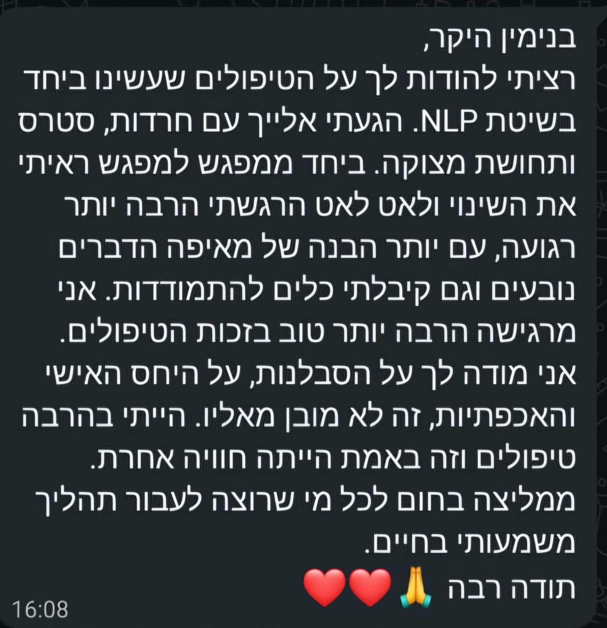 המלצה אנונימית על תהליך NLP